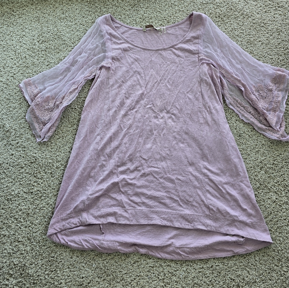 Soft Surroundings Top with Gauze Sleeves